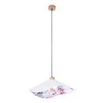 Lampa wisząca falisty abażur z tkaniny biały z różowym akwarelowym wzorem od wewnątrz Britop 1615719174 Hattu Floral 1xE27 50cm