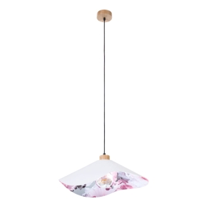 Lampa wisząca falisty abażur z tkaniny biały z różowym akwarelowym wzorem od wewnątrz Britop 1615719174 Hattu Floral 1xE27 50cm