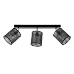 Lampa sufitowa trzy abażury flizelinowe reflektorki regulowane czarne z chromem na listwie Britop 56795304 Neova 3xE27 67cm