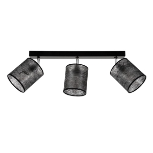 Lampa sufitowa trzy abażury flizelinowe reflektorki regulowane czarne z chromem na listwie Britop 56795304 Neova 3xE27 67cm