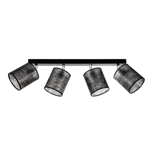 Lampa sufitowa cztery abażury z tkaniny flizelinowe czarne na listwie z chromowanym mocowaniem Britop 56795404 Nevoa 4xE27 90cm