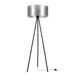Lampa podłogowa nowoczesna trójnóg metalowy czarny abażur srebrny flizelinowy Britop 151930104 Nevoa 1xE27