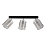 Lampa sufitowa trzy abażury flizelinowe reflektorki regulowane srebrne na czarnej listwie Britop 56794304 Neova 3xE27 67cm