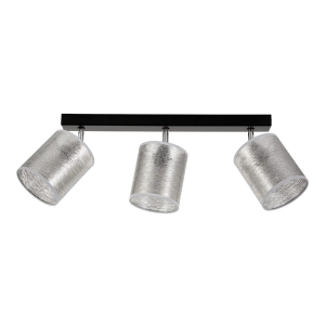Lampa sufitowa trzy abażury flizelinowe reflektorki regulowane srebrne na czarnej listwie Britop 56794304 Neova 3xE27 67cm