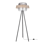 Lampa podłogowa trójnóg metalowa podstawa abażur flizelinowy czarny złoty srebrny Britop 12610104 Nevoa 1xE27