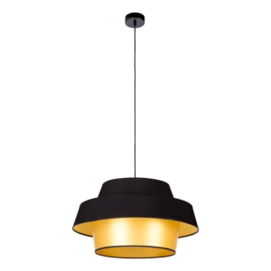 Lampa wisząca trzywarstwowy abażur czarno zloty z obwódką Britop 150099104 Preto Gold 1xE27