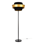 Lampa podłogowa stojąca czarna noga metalowa abażur z tkaniny ze złotym Britop 12330104 Preto Gold 1xE27