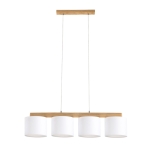  Lampa wisząca podłużna nas stół prostokątny białe abażury jasne drewno Wisząca Britop 524410404 Aprillia 4xE27 86cm