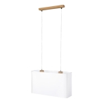 Lampa wisząca prostokątny abażur z tkaniny biały na linkach drewniana listwa Britop 872010274 Cadre 2xE27