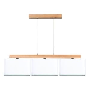 Lampa wisząca listwa z drewna dębowego i trzy duże abażury z tkaniny Britop 875210374 Cadre 3xE27