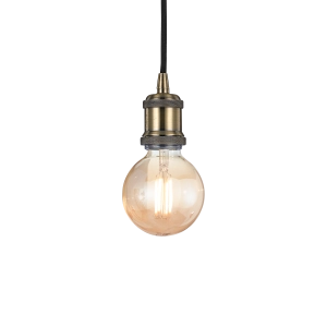 Lampa wisząca z brunatnym gwintem na czarnym kablu Ideal Lux 122083 Frida E27 10cm x 150cm
