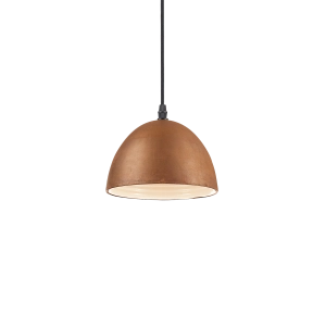 Lampa wisząca z półkolistym oksydowanym kloszem karbowanym od wewnątrz Ideal Lux 174204 Folk E27 18cm x 214cm