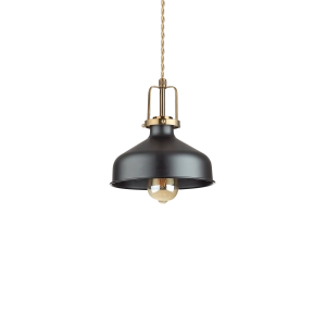 Czarna lampa wisząca z elementami mosiądzu do kuchni Ideal Lux 249063 Eris-2 E27 33cm x 215cm
