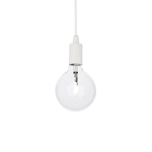 Lampa wisząca biały gwint i biały kabel w oplocie Ideal Lux 113302 Edison E27 9cm x 238cm