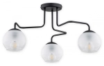 Czarna lampa sufitowa z trzema szklanymi kloszami Lemir O3093 W3 CZA Segre 3xE27
