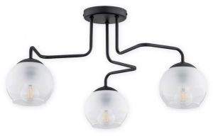 Czarna lampa sufitowa z trzema szklanymi kloszami Lemir O3093 W3 CZA Segre 3xE27