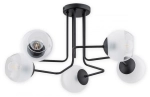Czarny metalowy żyrandol z szklanymi kloszami kielichami Lemir O3085 W5 CZA Pinox 5xE27