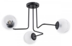 Czarna lampa sufitowa z kloszami kulami na metalowych ramionach Lemir O3083 W3 CZA Pinox 3xE27