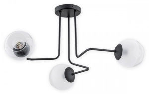 Czarna lampa sufitowa z kloszami kulami na metalowych ramionach Lemir O3083 W3 CZA Pinox 3xE27