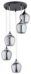 Lampa wisząca z chromowanymi kloszami na czarnej okrągłej rozecie Lemir O2995 W5 CZA + CH Margo 5xE27