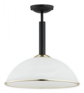 Czarna lampa sufitowa z białym kloszem i złotymi dodatkami Lemir O2921 W1 CZA + ZL Lava E27