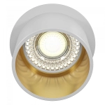 Lampa podtynkowa Oczko spot Maytoni DL050-01WG Reif GU10 6,8cm x 5,5cm biały złoty bez regulacji z ramką