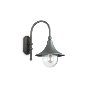 Czarna zewnętrzna lampa ścienna kinkiet elewacyjny z kloszem i daszkiem Ideal Lux 024134 Cima E27 IP43