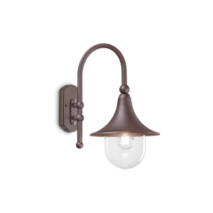 Kawowa zewnętrzna lampa ścienna kinkiet elewacyjny z kloszem i daszkiem Ideal Lux 246826 Cima E27 IP43