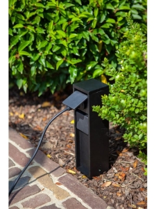 Zewnętrzny słupek zasilający Lutec 9702201012 Mains 2 Gniazda 230V IP54 31cm x 8cm czarny