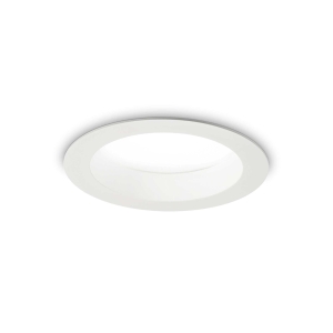 Biała okrągła lampa wpuszczana w sufit Ideal Lux 193526 Basic Wide LED 15W 1750LM 3000K IP44 87stopni 14,4cm x 7,1cm
