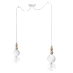Lampa Wisząca Kolorowe Kable LBBIS2B09 Loft Bala 2 2xE27 biały/drewno bukowe