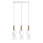 Lampa Wisząca Kolorowe Kable LBBIS3LB09 Loft Bala 3L 3xE27 biały/drewno bukowe