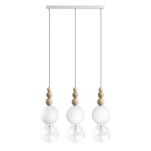 Lampa Wisząca Kolorowe Kable LBBIS3LB09 Loft Bala 3L 3xE27 biały/drewno bukowe