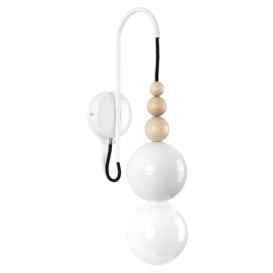 Lampa Ścienna Kinkiet Kolorowe Kable LBBKB04 Loft Bala E27 biały/drewno bukowe