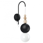 Lampa Ścienna Kinkiet Kolorowe Kable LBCZSKB09 Loft Bala E27 czarny/drewno bukowe