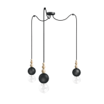 Lampa Wisząca Kolorowe Kable LBCZS3B04 Loft Bala 3 3xE27 drewno bukowe/czarny