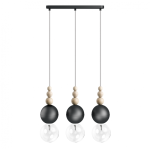 Lampa Wisząca Kolorowe Kable LBCZS3LB02 Loft Bala 3L 3xE27 czarny/drewno bukowe