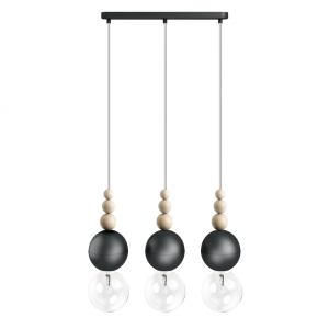 Lampa Wisząca Kolorowe Kable LBCZS3LB02 Loft Bala 3L 3xE27 czarny/drewno bukowe