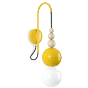 Lampa Ścienna Kinkiet Kolorowe Kable LBZKB03 Loft Bala E27 żółty/drewno bukowe