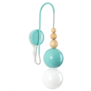 Lampa Ścienna Kinkiet Kolorowe Kable LBMKB02 Loft Bala E27 miętowy/drewno bukowe