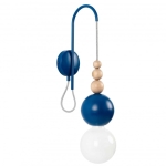 Lampa Ścienna Kinkiet Kolorowe Kable LBDBSKB02 Loft Bala E27 ciemnoniebieski/drewno bukowe