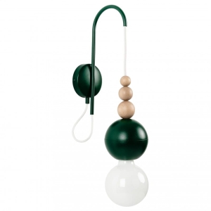 Lampa Ścienna Kinkiet Kolorowe Kable LBFGKS16 Loft Bala E27 ciemnozielony/drewno bukowe