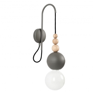Lampa Ścienna Kinkiet Kolorowe Kable LBDGSK15 Loft Bala E27 ciemnoszary/drewno bukowe