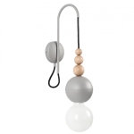 Lampa Ścienna Kinkiet Kolorowe Kable LBGSKB03 Loft Bala E27 szary/drewno bukowe