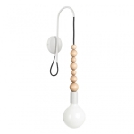 Lampa Ścienna Kinkiet Kolorowe Kable LSFLGSKB03 Loft Sfarer E27 jasnoszary/drewno bukowe