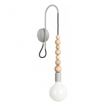 Lampa Ścienna Kinkiet Kolorowe Kable LSFGSKB03 Loft Sfarer E27 szary/drewno bukowe