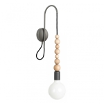 Lampa Ścienna Kinkiet Kolorowe Kable LSFDGSKB09 Loft Sfarer E27 ciemnoszary/drewno bukowe