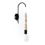 Lampa Ścienna Kinkiet Kolorowe Kable LSFCZB09 Loft Sfarer E27 czarny/drewno bukowe