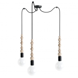 Lampa Wisząca Kolorowe Kable LSFCZ3B04 Loft Sfarer 3 3xE27 czarny/drewno bukowe