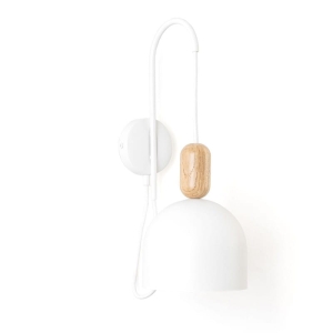 Lampa Ścienna Kinkiet Kolorowe Kable LOVBKB09 Loft Ovoi E27 biały/drewno dębowe